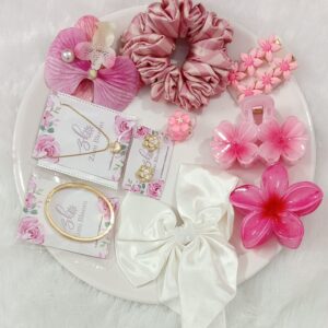 Pink Floral Hair & Anti Tanish Jewellery Combo Set